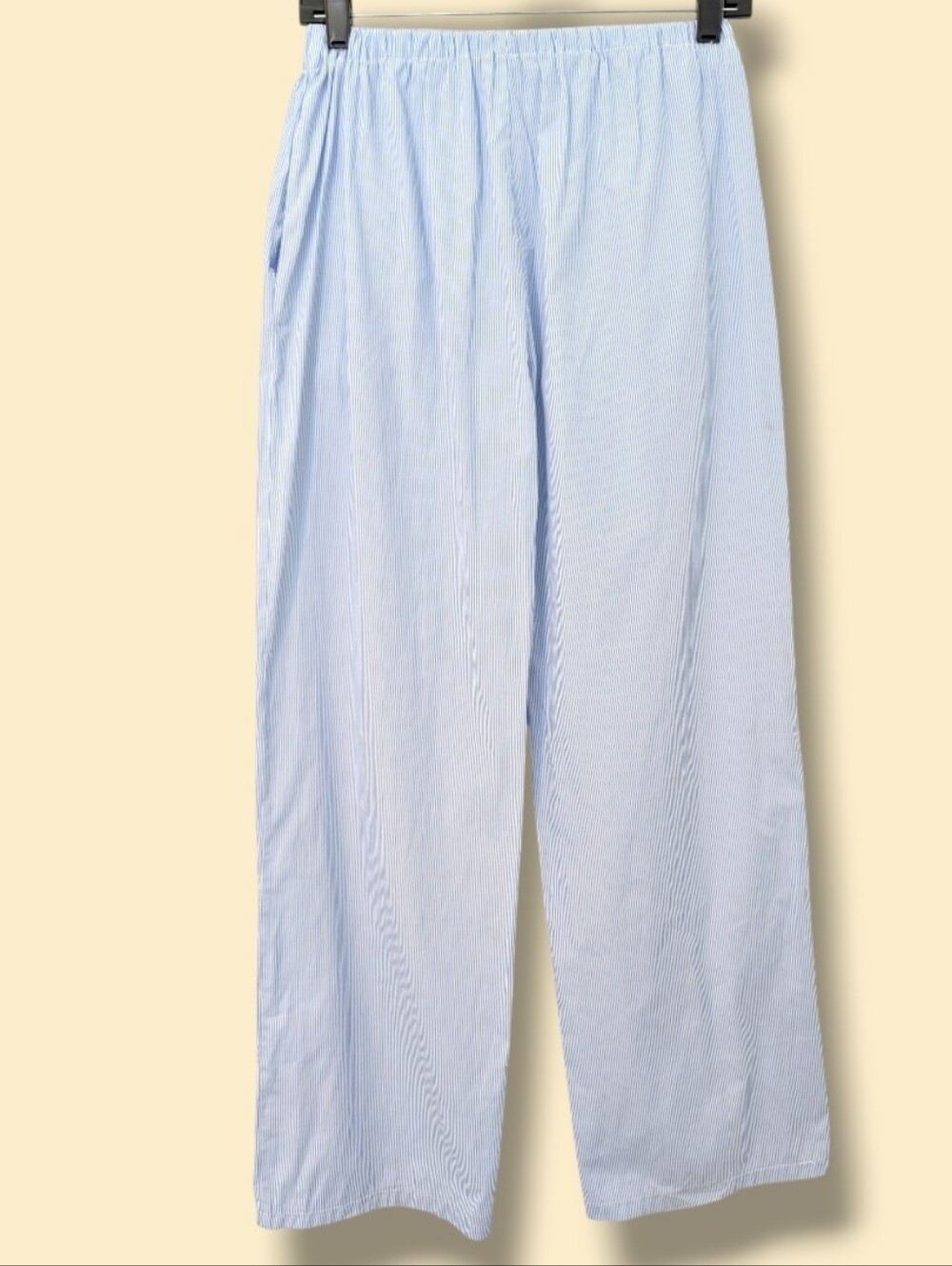 Studio Seven Designs Blue Stripe Poplin Cotton Foldover Lila Lounge Pants Sm — image 3 of 8